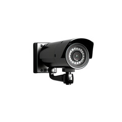 Security black camera isolated on white or transparent background.