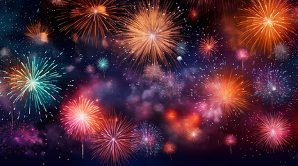 Naklejka premium Beautiful creative holiday background with fireworks and sparkles