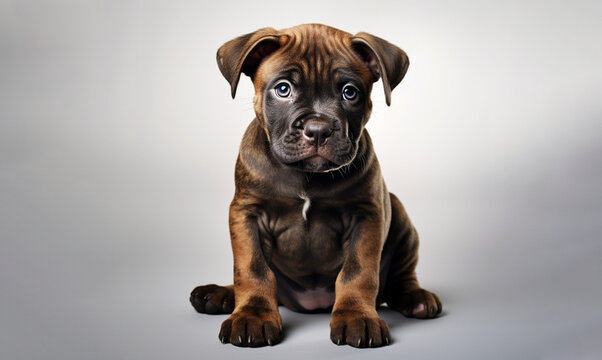 small American Bandog puppy on a light background
