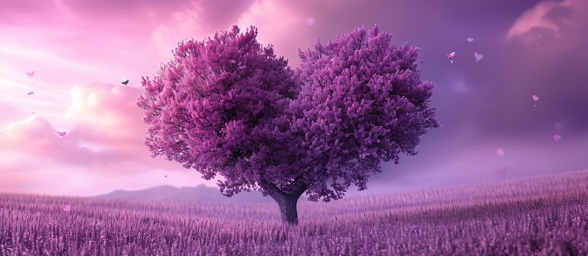 Pink Tree with Purple Leaves Generative AI