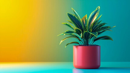 Fototapeta na wymiar Composition of plants, bright vibrant colors, Generative AI