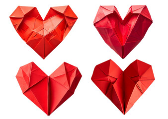 PNG red paper heart shape collection transparent PNG, generative AI  