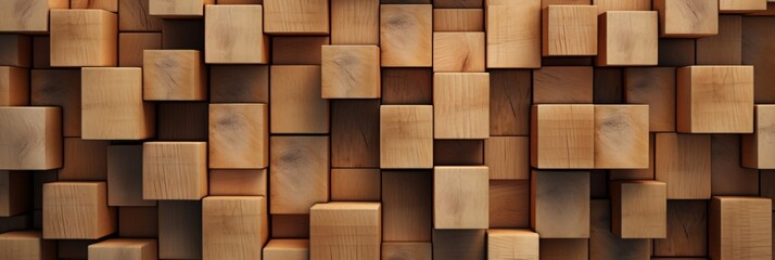 wooden cubes as a background. woodworking products. banner, texture.