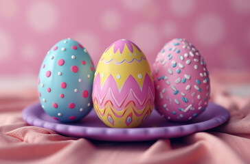 Fototapeta na wymiar Easter eggs cute bunny. Funny decoration. Happy Easter
