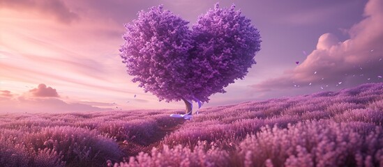 Purple Heart Tree in a Pink Field Generative AI