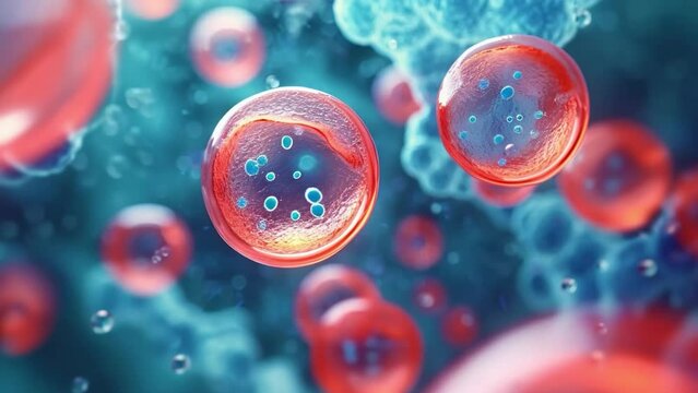  3d rendering of Human cell or Embryonic stem cell microscope background, 