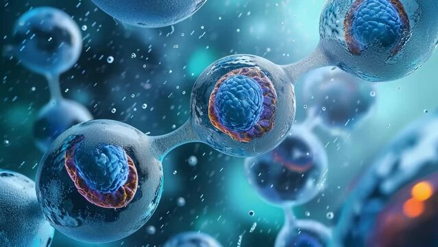 3d rendering of Human cell or Embryonic stem cell microscope background