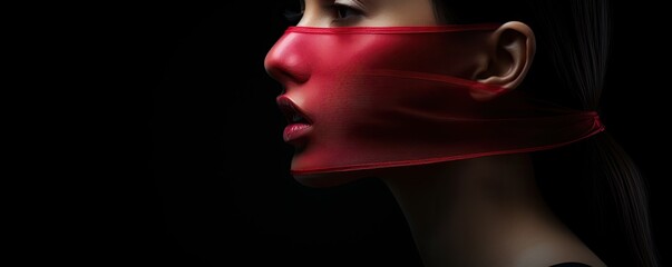 Women's rights and freedom of speech concept, feminism and silencing dissent - obrazy, fototapety, plakaty
