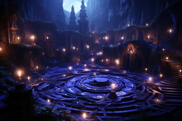 Obraz premium Mystic crystal labyrinths in Fantasy - Generative AI