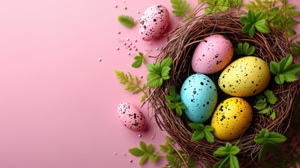 Obraz na płótnie Canvas Easter eggs cute bunny. Funny decoration. Happy Easter