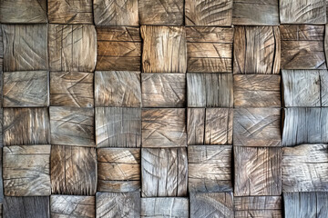 Square Pattern, Distressed Wooden Planks Interior Material Surface Texture