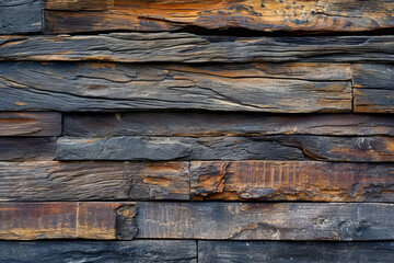 Horizontal Dark Slats, Distressed Wooden Planks Interior Material Surface Texture