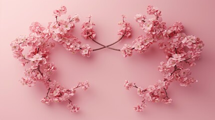 Pink Flowers on Pink Wall Generative AI
