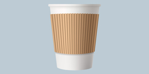 Doodle Cardboard Paper Coffee Cup Vector Illustration.
