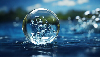 Fototapeta na wymiar water drop on blue background