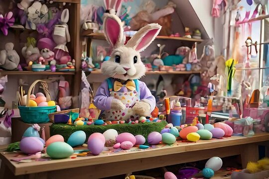 Easter Bunny's Delightful Creations in the Chocolate Store