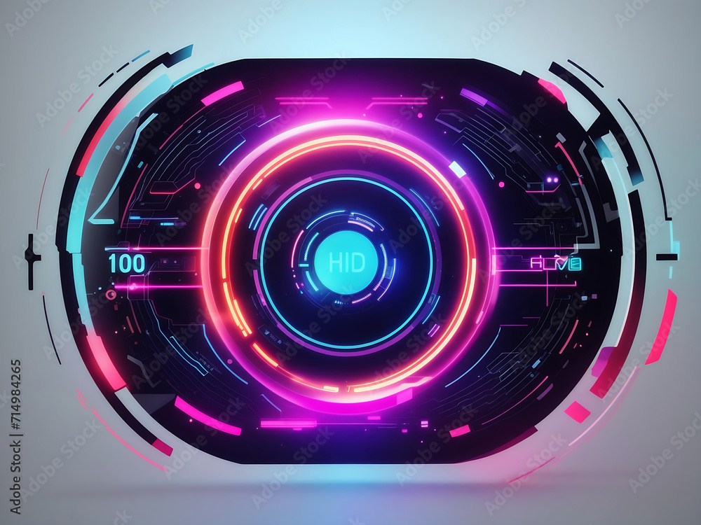 Poster abstract technology hud interface hologram elements neon lights, circle per cent vitality innovation
