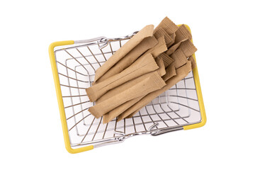 paper sugar sticks isolated on white background