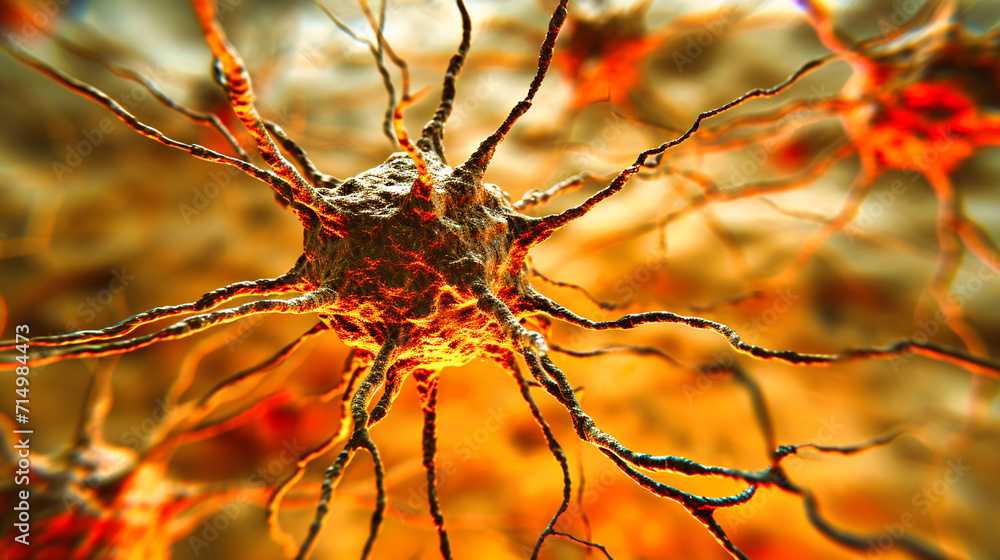 Poster neural network concept: a conceptual illustration of a neural network in the human brain, symbolizin