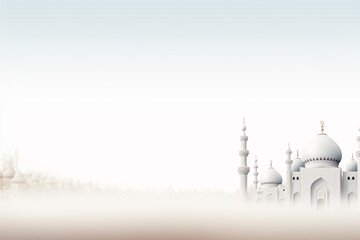 silhouette of the mosque - obrazy, fototapety, plakaty