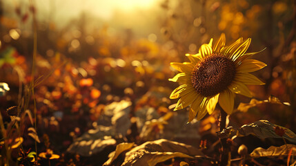 Photo of a sunflower with golden petals ai generative photo - obrazy, fototapety, plakaty