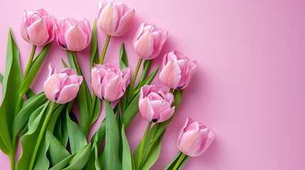 Pink tulips on pink background