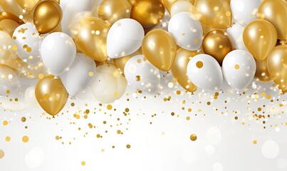 gold white transparent balloon confetti background for graduation birthday happy new year opening sale