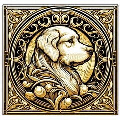 dog in art nouveau for paintings and t-shirt prints generative ai	