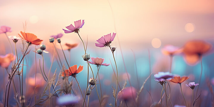Nature background with wild flowers 