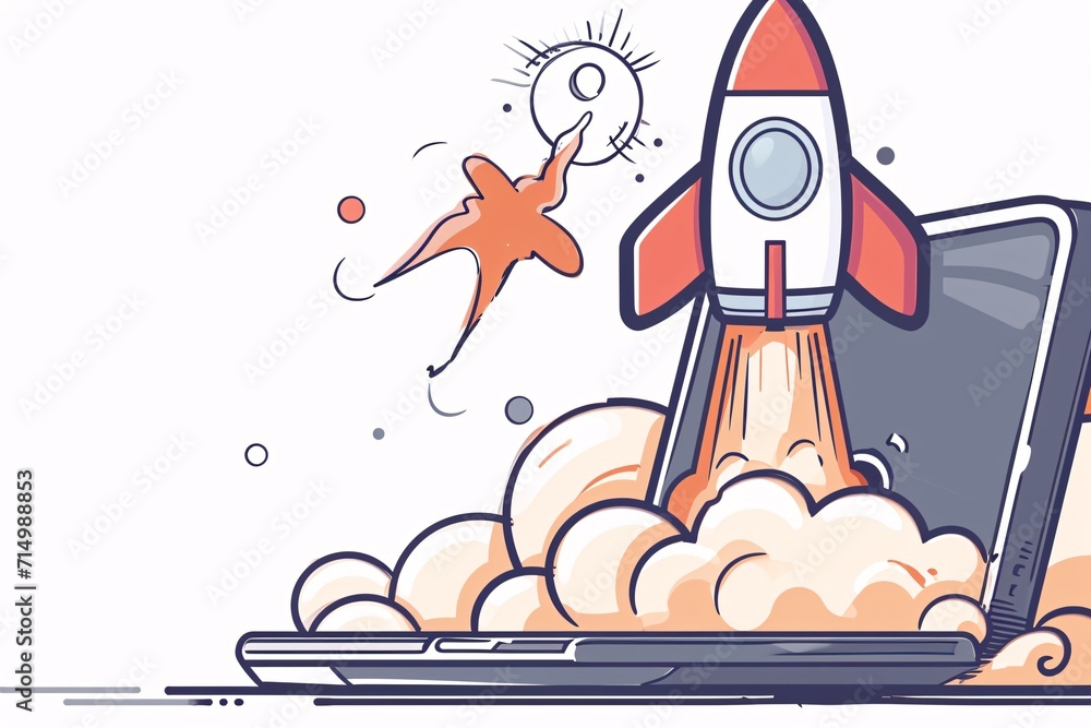 Poster rocket launching into space generative ai