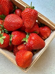 large ripe strawberries, juicy red fruits, small seeds, summer fruits