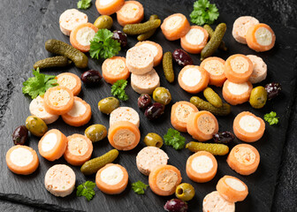 Smoked Salmon Pate Canapes with cream cheese and herbs