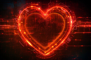 Neon cyber punk Valentine heart - Generative AI