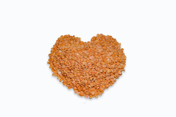heart shape dhal in white background 