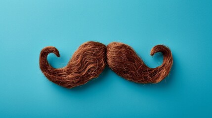Obraz premium A close-up of a fake mustache on a blue background. Generative AI