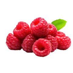 Raspberries on transparent background.