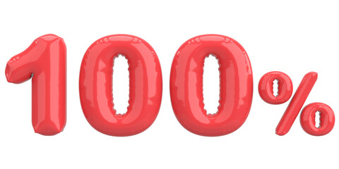 One hundred percent. 100% balloon text. 3D illustration.