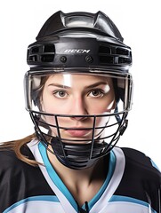Dynamic Female Ice Hockey Player, AI Generated
