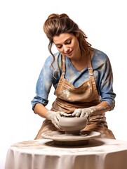 Artistic Female Potter at Work, AI Generated