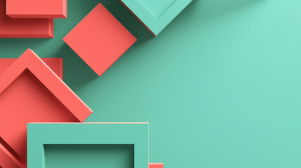 Fototapeta premium Red and Mint Green abstract background vector presentation design. PowerPoint and Business background.