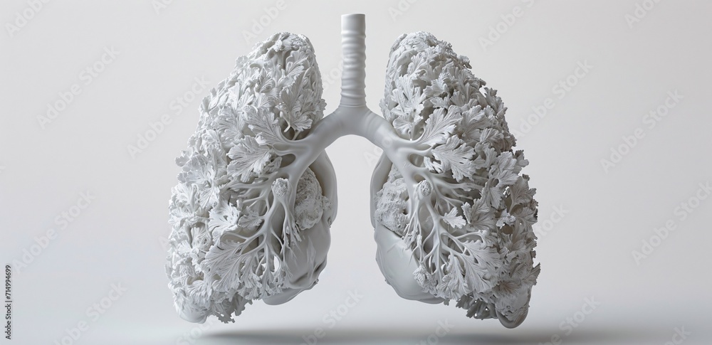 Poster white lung model with branches generative ai