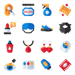 Set of Grooming Products Flat Icons 

