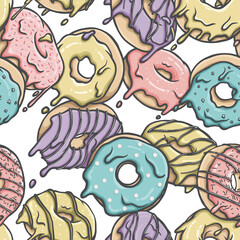 Donut seamless pattern design, candy, donut, bright food, colorful pattern, fun, tasty, sweet