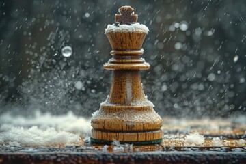 A frozen chess piece on the street. Design work