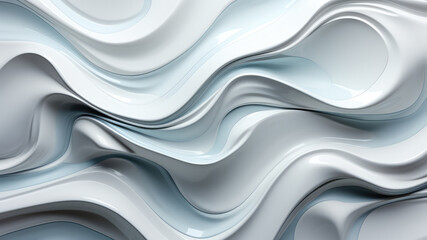 Sculptural white liquid waves abstract. Three-dimensional effect. Composition for landing, template or presentation. Inspiration of 3d movement art. Contemporary trendy cover, header, design, poster