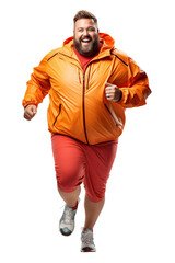 Naklejka premium Fat plus-size man, wear colorful sportswear on white or transparent background.