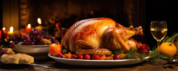 Well roasted Christmas turkey with addings