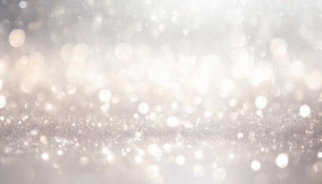 festive glitter blurred shining silver background with bokeh and highlights