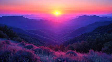 A gradient from orange to a rich purple creates a visual perception of a warm sunset