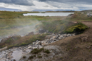 Reykhólar geothermal area in the Westfjords of Iceland. Beautiful nature and bird watching location